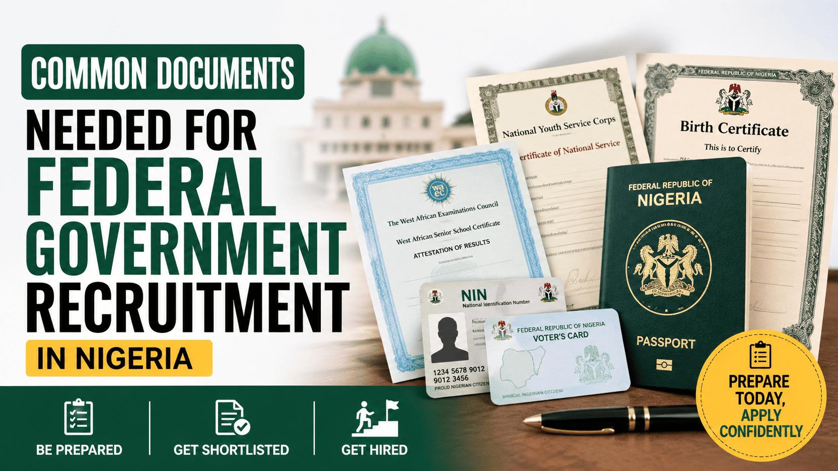 Common Documents Needed for Federal Government Recruitment in Nigeria (Before the Portal Opens)