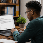 Focused work in a studious home office