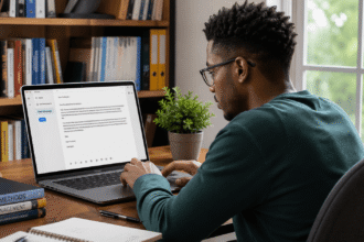 Focused work in a studious home office