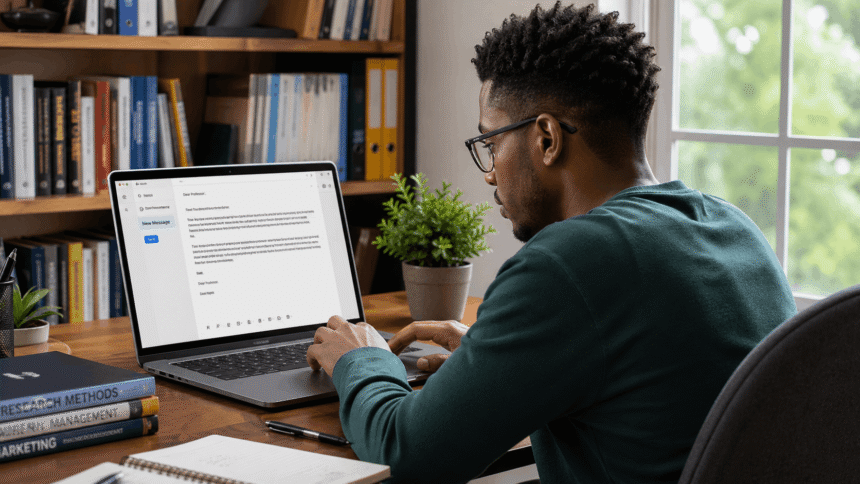 Focused work in a studious home office