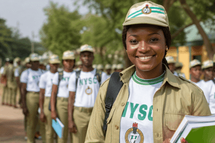 Smiling NYSC participant with study materials