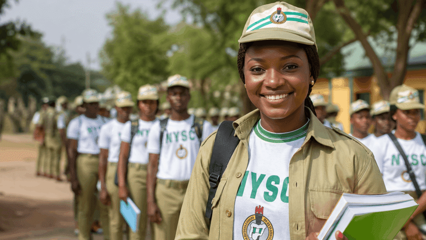 Smiling NYSC participant with study materials