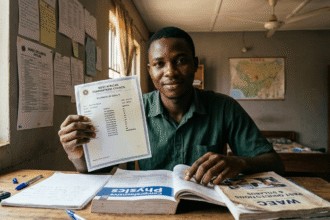 musa holding his waec result
