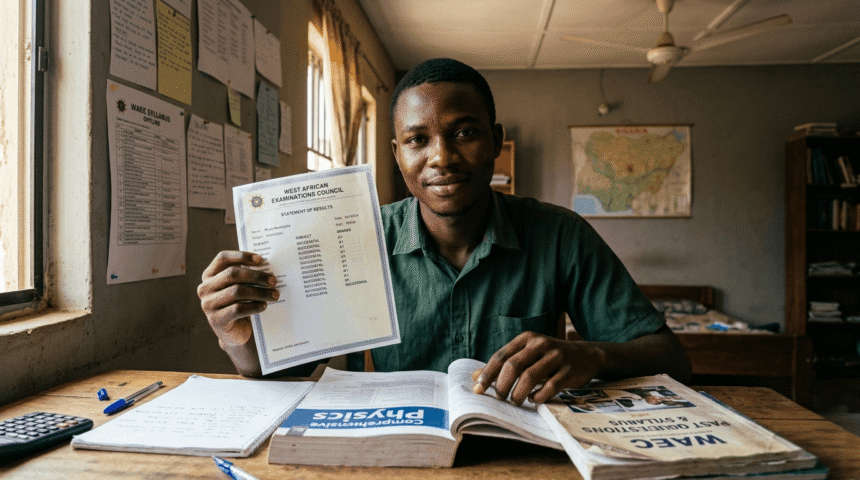 musa holding his waec result