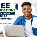 Young Nigerians holding his free certificate acquired from online