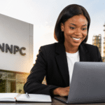 Smiling professional woman in office setting