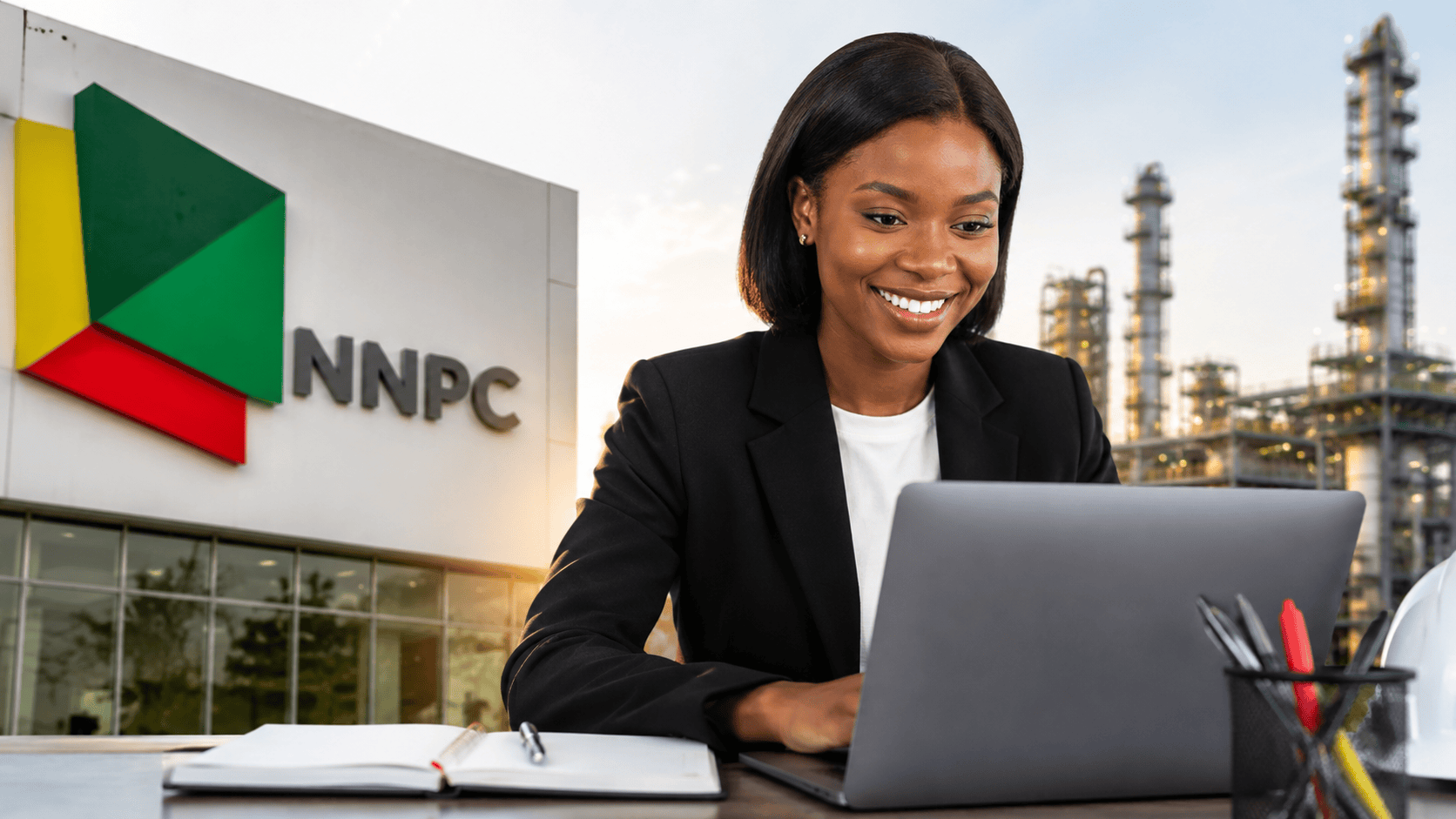 Smiling professional woman in office setting